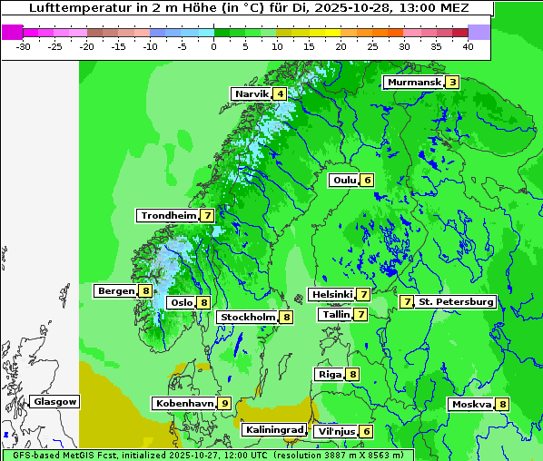 Temperatur, 28. 10. 2025