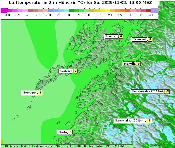 Temperatur, 2. 11. 2025