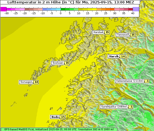 Temperatur, 15. 9. 2025