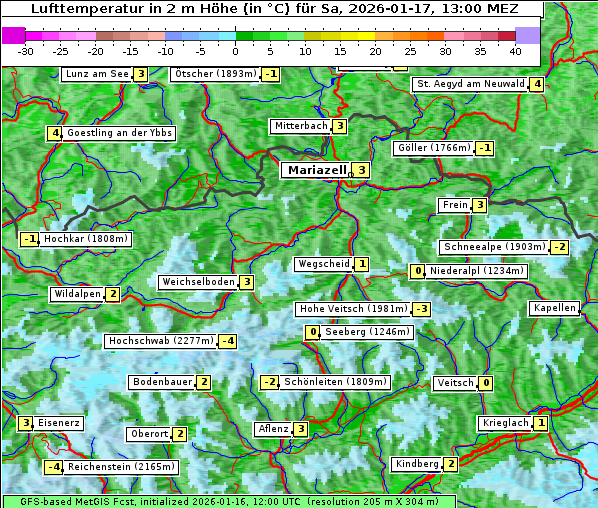 Temperatur, 17. 1. 2026