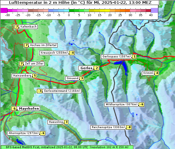 Temperatur, 22. 1. 2025