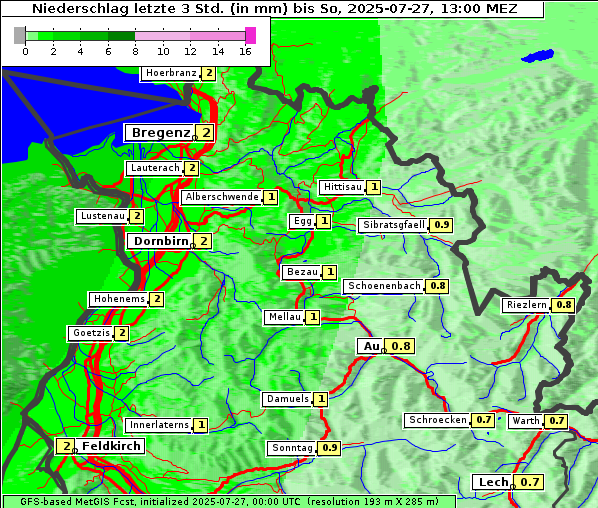 Niederschlag, 27. 7. 2025