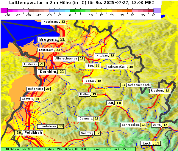 Temperatur, 27. 7. 2025