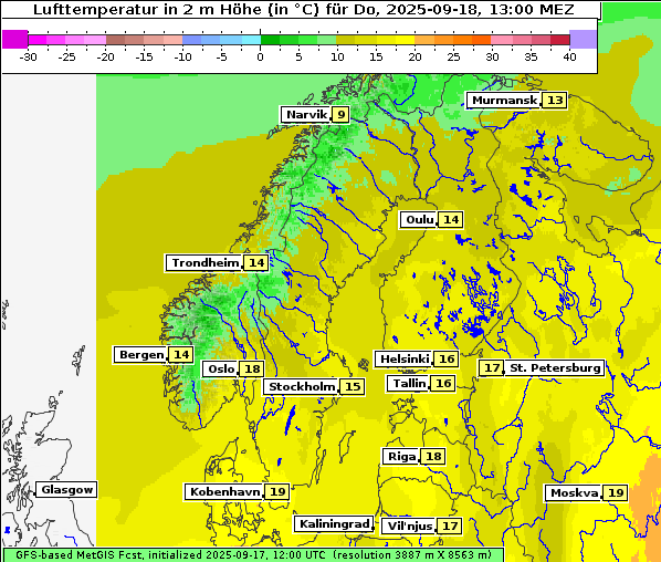 Temperatur, 18. 9. 2025