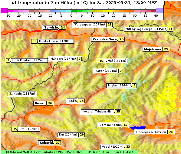 Temperatur, 31. 5. 2025