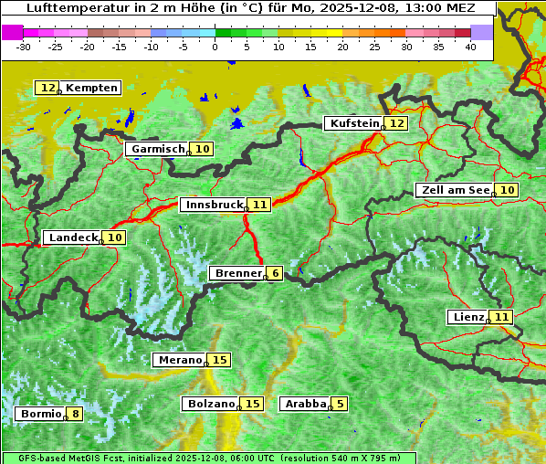 Temperatur, 8. 12. 2025
