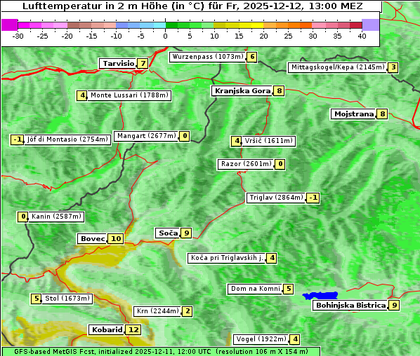 Temperatur, 12. 12. 2025