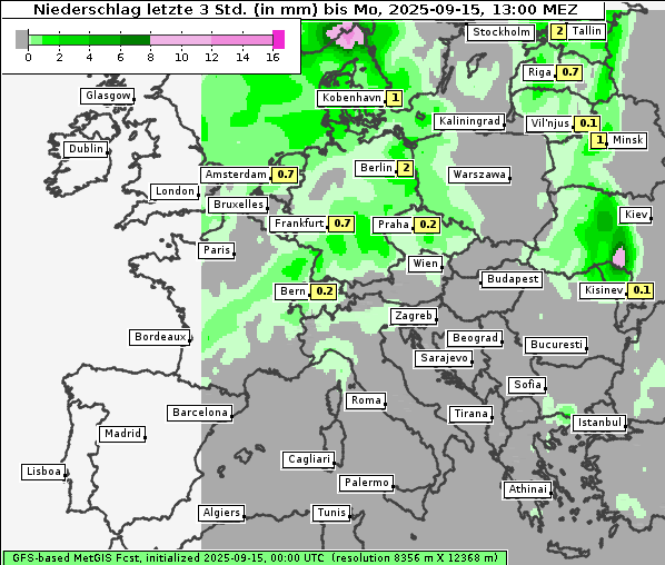 Niederschlag, 15. 9. 2025