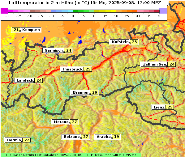 Temperatur, 8. 9. 2025