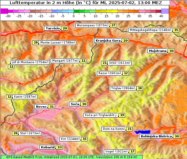 Temperatur, 2. 7. 2025