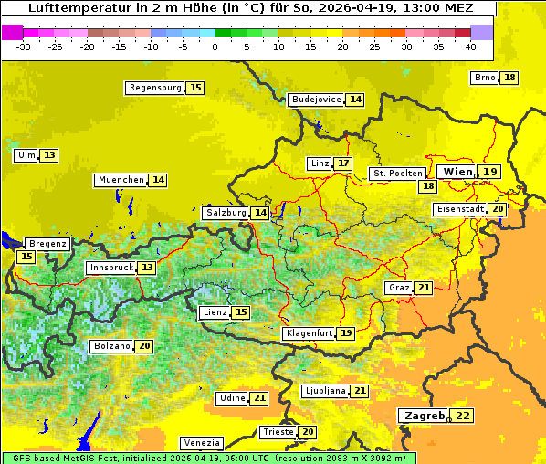 Temperatur, 19. 4. 2026