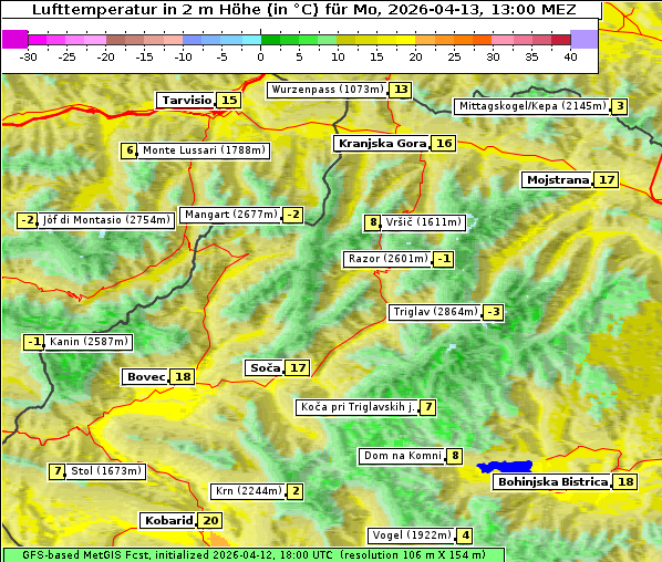 Temperatur, 13. 4. 2026