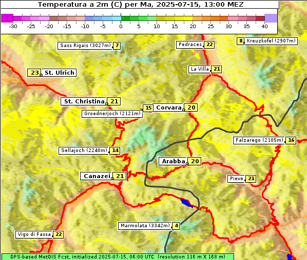 Temperatur, 15. 7. 2025