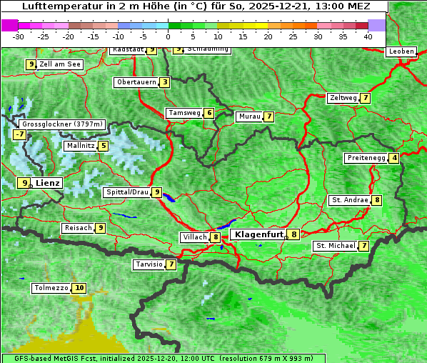 Temperatur, 21. 12. 2025
