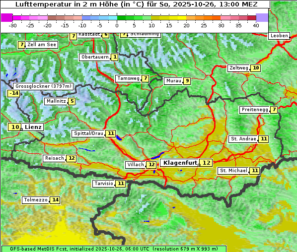 Temperatur, 26. 10. 2025