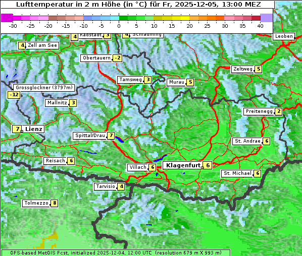 Temperatur, 5. 12. 2025