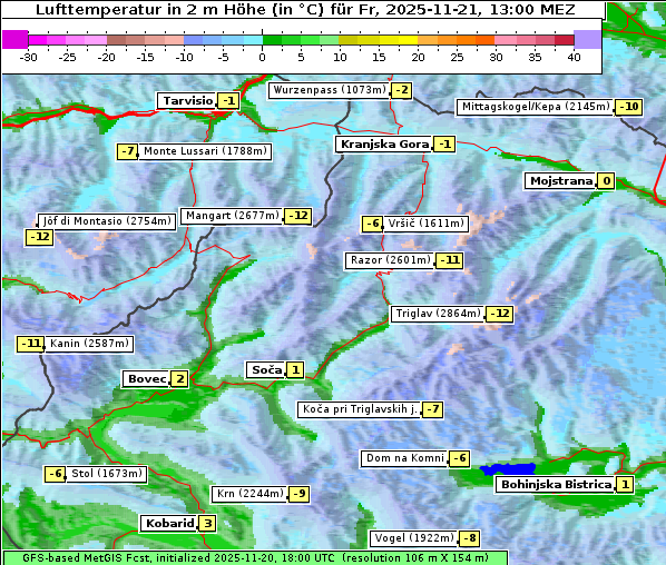 Temperatur, 21. 11. 2025