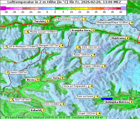 Temperatur, 20. 2. 2026