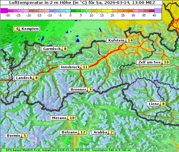 Temperatur, 14. 3. 2026