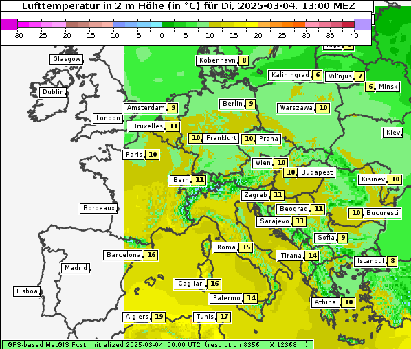 Temperatur, 4. 3. 2025