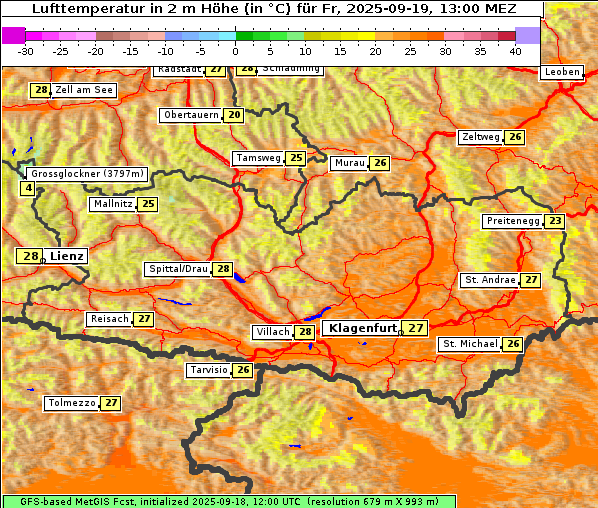 Temperatur, 19. 9. 2025
