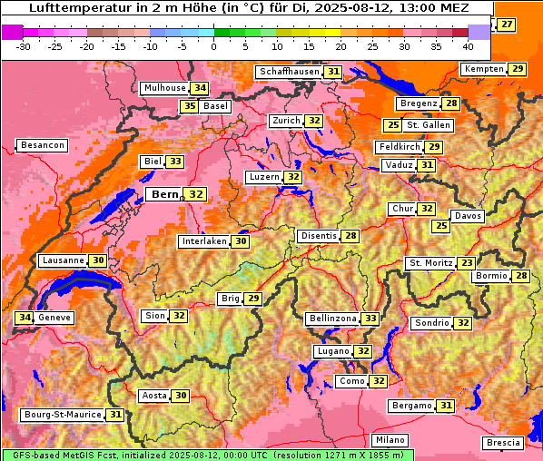 Temperatur, 12. 8. 2025