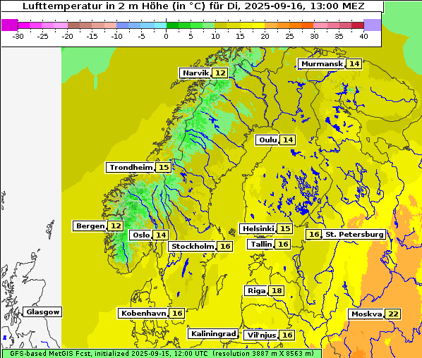 Temperatur, 16. 9. 2025