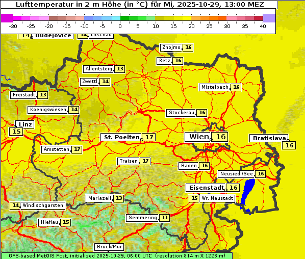 Temperatur, 29. 10. 2025