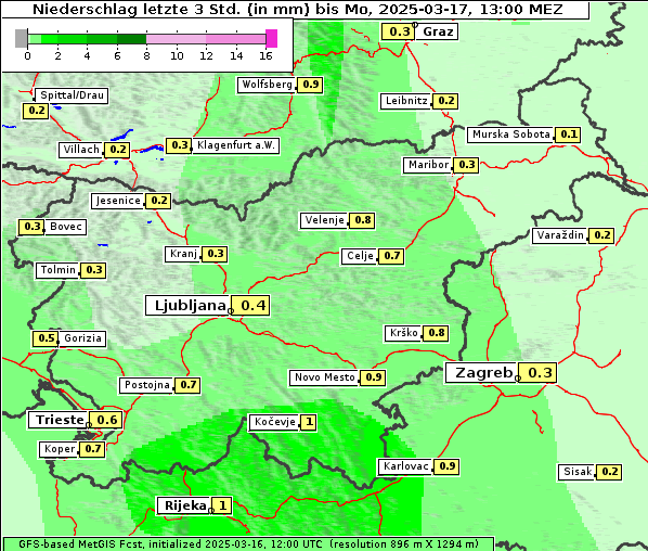 Niederschlag, 17. 3. 2025