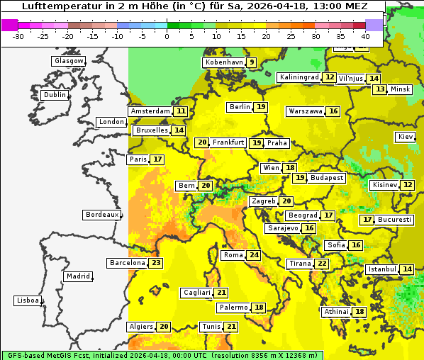 Temperatur, 18. 4. 2026
