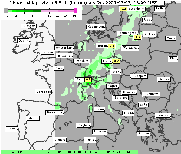 Niederschlag, 3. 7. 2025