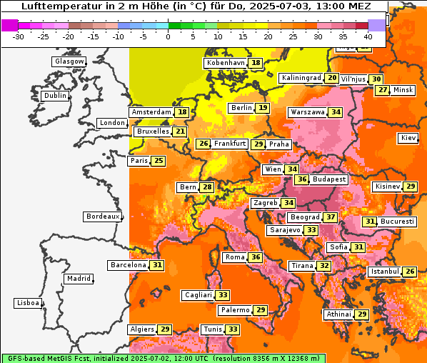 Temperatur, 3. 7. 2025