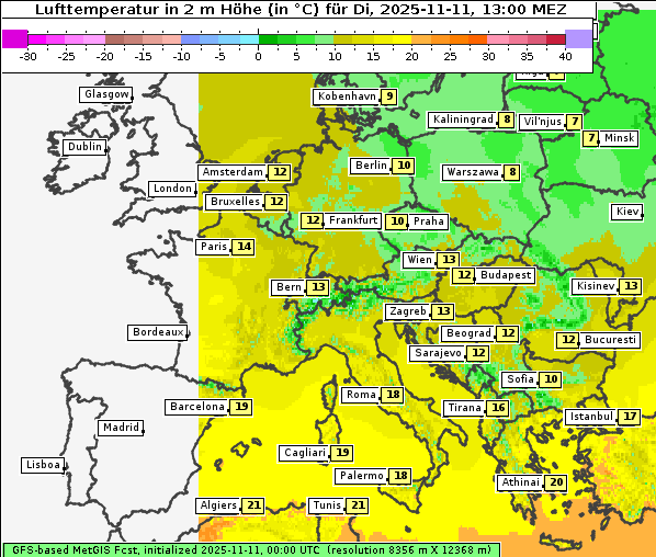 Temperatur, 11. 11. 2025