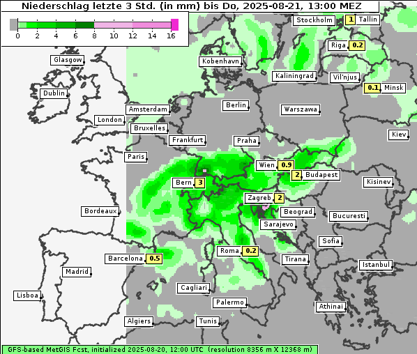Niederschlag, 21. 8. 2025