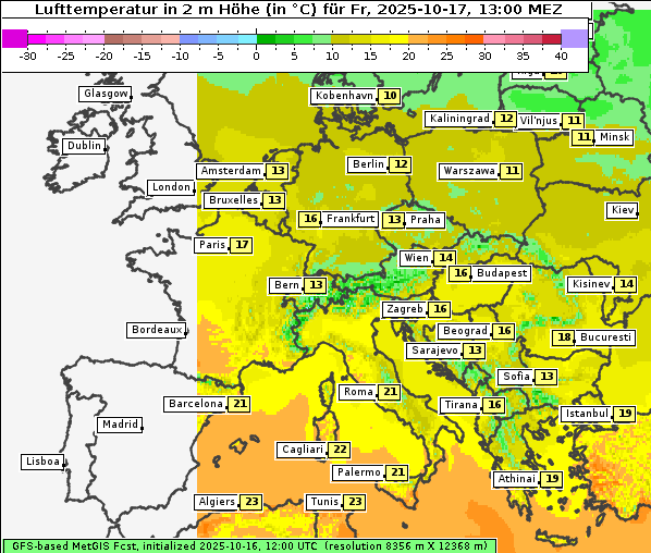 Temperatur, 17. 10. 2025