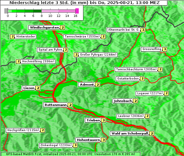 Niederschlag, 21. 8. 2025