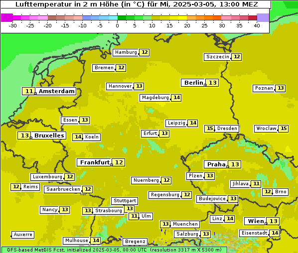 Temperatur, 5. 3. 2025