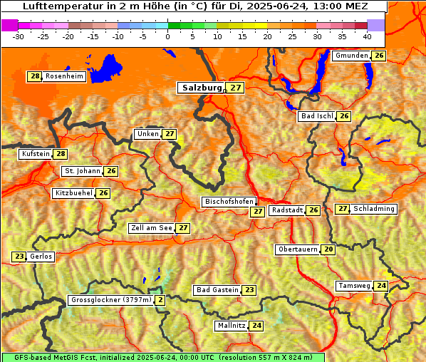 Temperatur, 24. 6. 2025