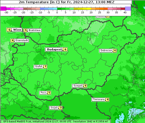 Temperatur, 27. 12. 2024