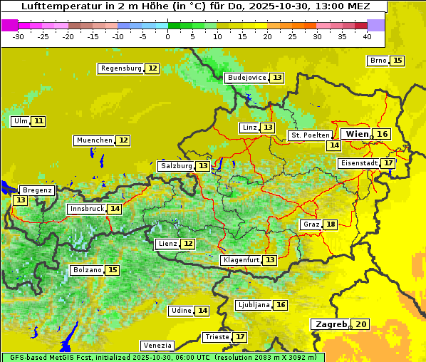 Temperatur, 30. 10. 2025