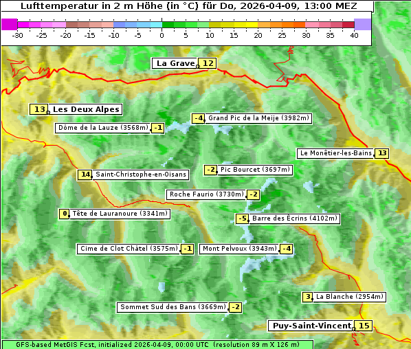 Temperatur, 9. 4. 2026