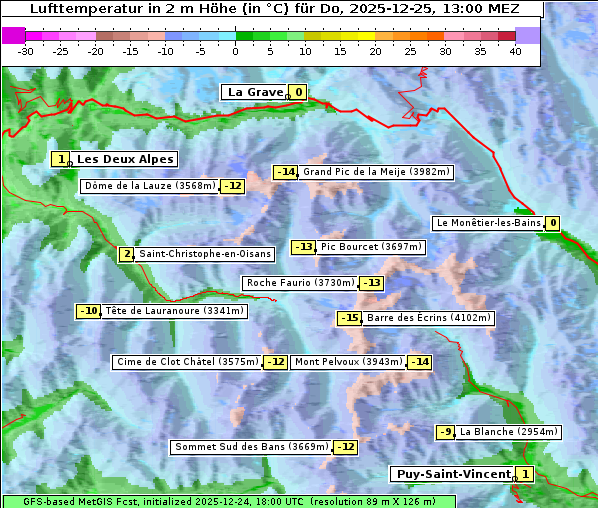 Temperatur, 25. 12. 2025