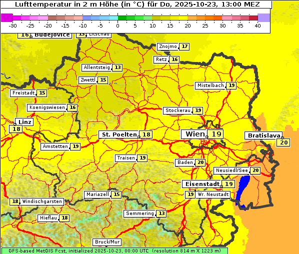 Temperatur, 23. 10. 2025