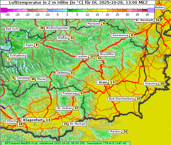 Temperatur, 28. 10. 2025