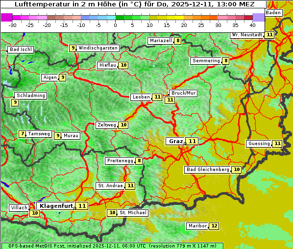 Temperatur, 11. 12. 2025