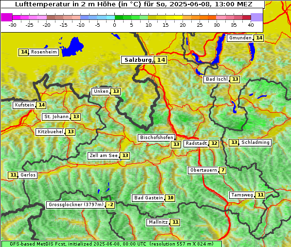 Temperatur, 8. 6. 2025