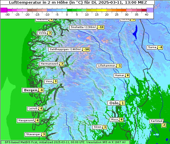 Temperatur, 11. 3. 2025