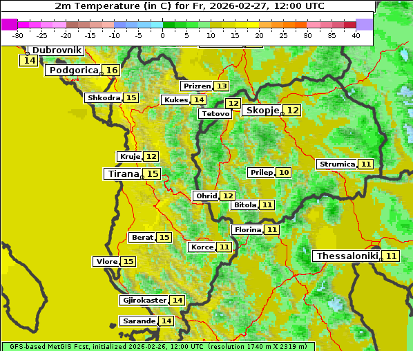Temperatur, 27. 2. 2026