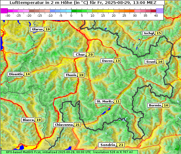 Temperatur, 29. 8. 2025