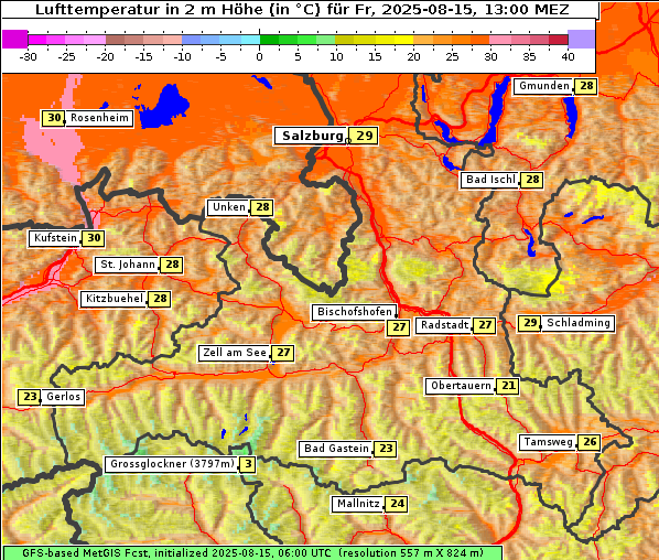Temperatur, 15. 8. 2025
